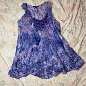 denim 24/7 vintage y2k purple fairy shirt with circle charmed neckline size 24w